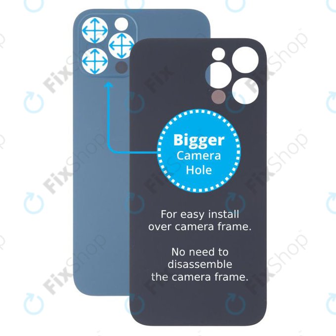 задния капак с голям отвор за камера за iPhone 13 Pro Max, син, Blue