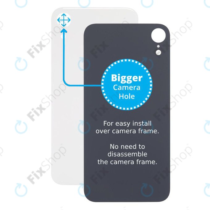 задния капак с голям отвор за камера за iPhone XR, бял, White