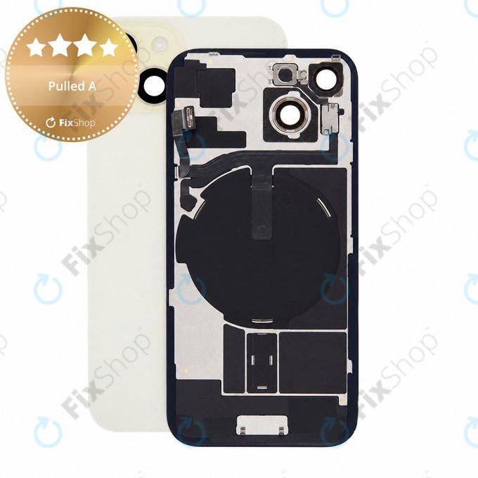 Стъкло на задния капак за iPhone 15, Yellow, Pulled A
