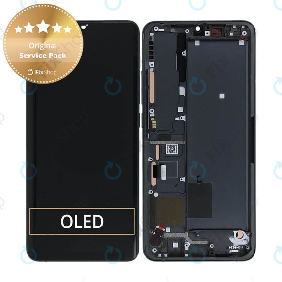дисплей за Xiaomi Mi Note 10, Mi Note 10 Pro, Тъчскрийн и рамка, 56000300F400, Midnight Black, Genuine Service Pack