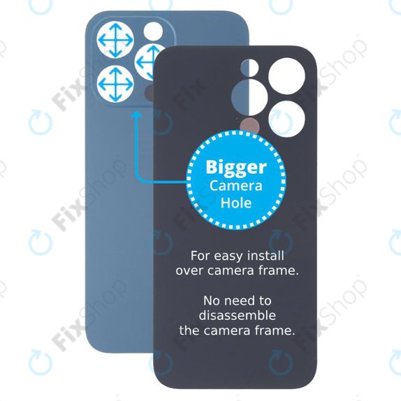 задния капак с голям отвор за камера за iPhone 13 Pro, син, Blue