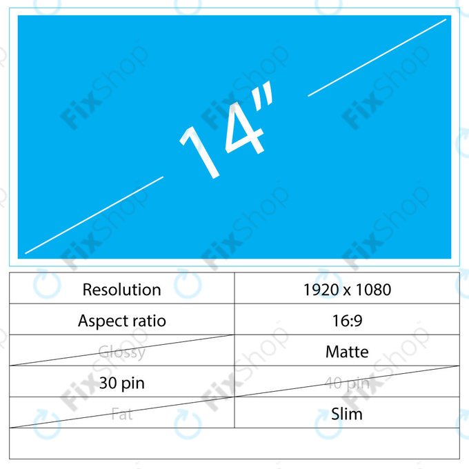 LCD Slim Matte 30 pin Full HD No brackets, 14