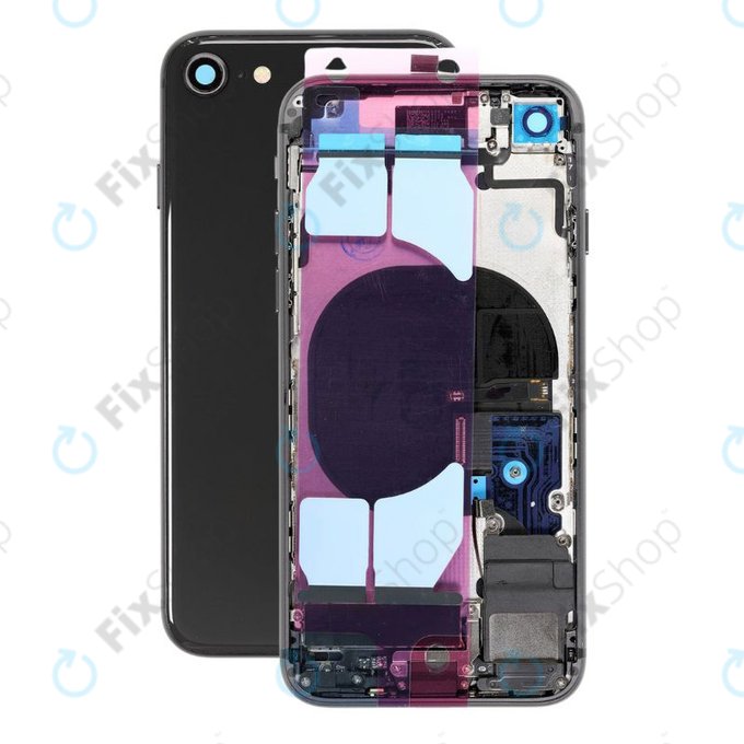 Заден калъф със малки части за iPhone SE (2nd Gen 2020), черен, Black