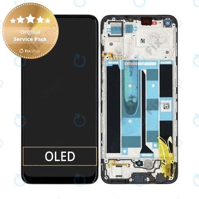 дисплей за Realme 8 RMX3085, Тъчскрийн и рамка, 4906919, Cyber Black, Genuine Service Pack