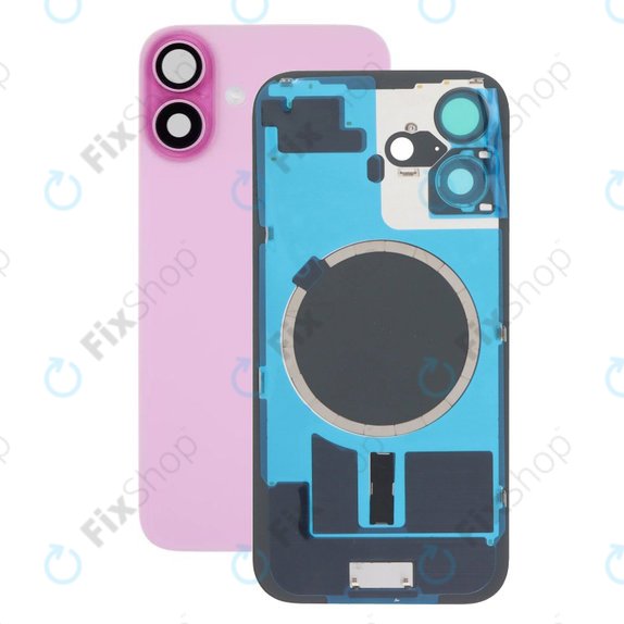 Задно стъкло на корпус + стъкло на камера + метална пластина + MagSafe магнит за iPhone 16, Pink