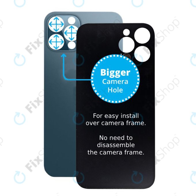 задния капак с голям отвор за камера за iPhone 12 Pro, син, Blue