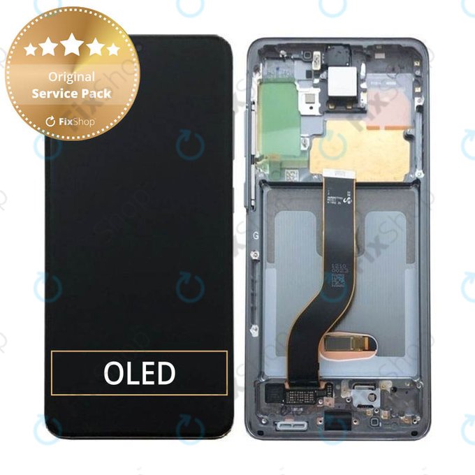 дисплей за Samsung S20 G980F, Тъчскрийн и рамка, GH82-22131A, GH82-22123A, GH82-31433A, Cosmic Gray, Genuine Service Pack