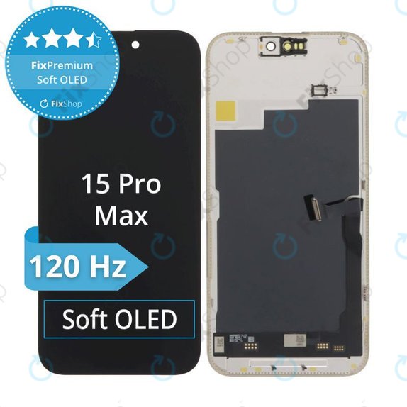 Дисплей Soft OLED 120Hz за iPhone 15 Pro Max, Тъчскрийн с рамка, FixPremium