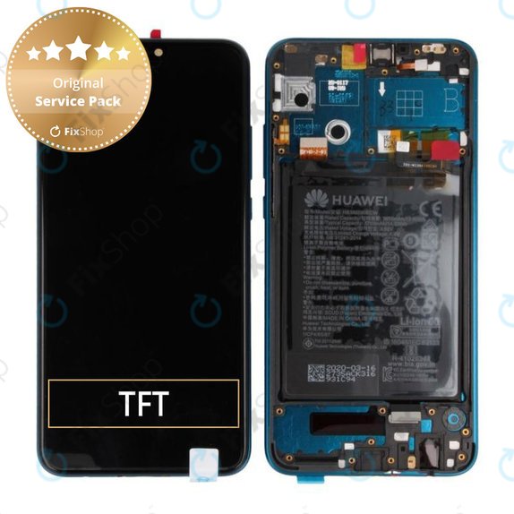дисплей за Huawei Honor 9X Lite, Тъчскрийн и рамка с батерия, 02353QJT, Emerald Green, Genuine Service Pack