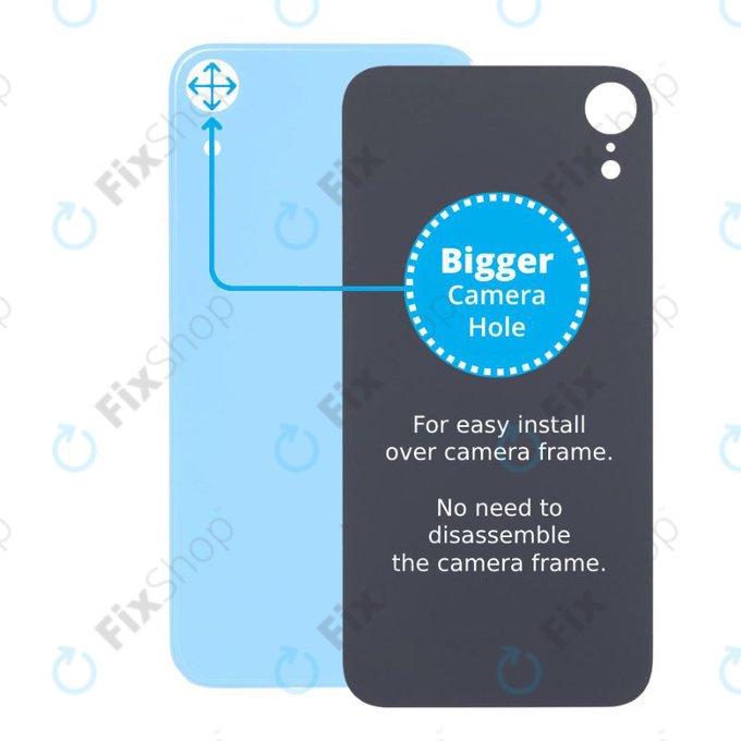 задния капак с голям отвор за камера за iPhone XR, син, Blue