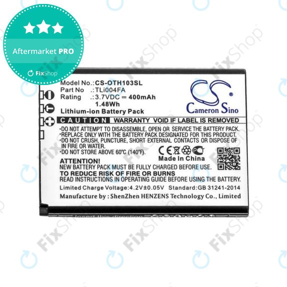 Батерия за Alcatel OneTouch 1013, 1035D, 1046D, 400mAh, Li-Ion, 3.7V, TLi004FA, HQ