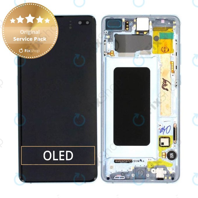 дисплей за Samsung S10 Plus G975F, Тъчскрийн и рамка, GH82-18849C, GH82-18834C, Prism Blue, Genuine Service Pack