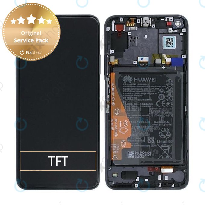 дисплей за Huawei Honor 20, Nova 5T, Тъчскрийн и рамка с батерия, 02352TMU, черен, Black, Genuine Service Pack