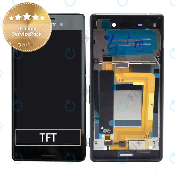 дисплей за Sony Xperia M4 Aqua Dual E2333, Тъчскрийн и рамка, черен, Black, 124TUL0015A, 124TUL0011A, Genuine Service Pack