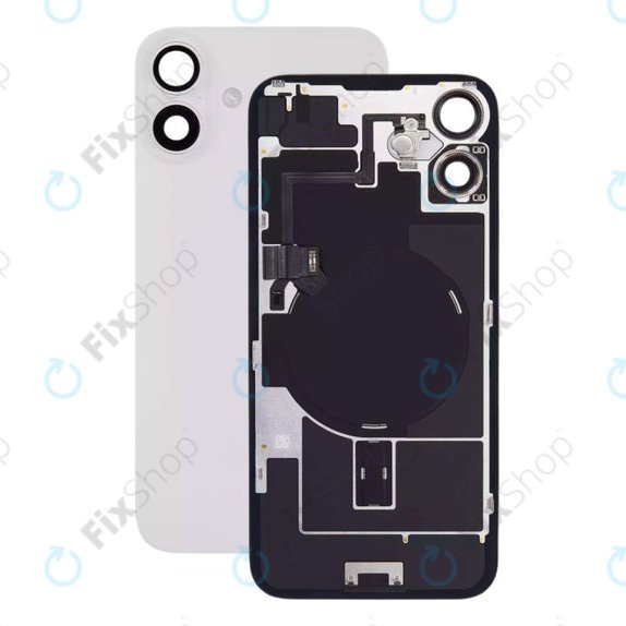 Задно стъкло на корпус + стъкло на камера + метална пластина + MagSafe магнит за iPhone 16 Plus, White