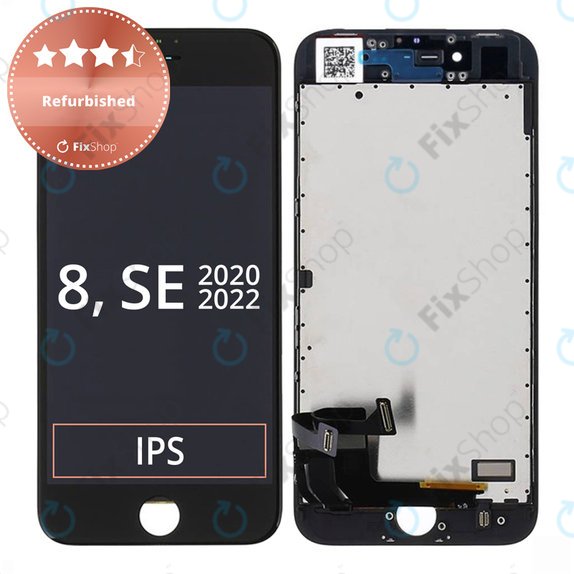 Дисплей за iPhone 8, SE (2020), SE (2022), Black, Тъчскрийн с рамка, Refurbished