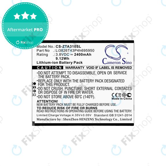 Батерия за ZTE Blade A3, A5, Optus X Power 2, 2400mAh, Li-Ion, 3.8V, Li3826T43P4h695950, HQ