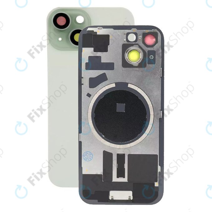 задния капак с обектив на камерата за iPhone 15, зелен, Green