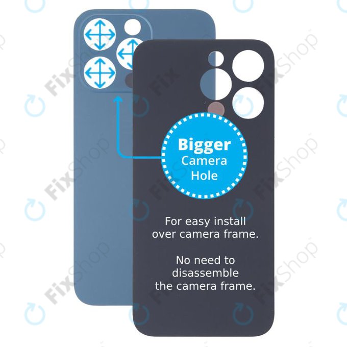 задния капак с голям отвор за камера за iPhone 13 Pro, син, Blue