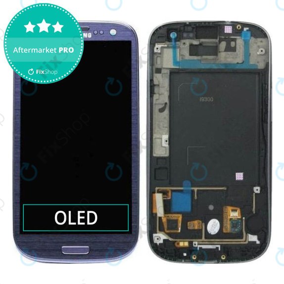 дисплей OLED за Samsung S3 i9300, Тъчскрийн и рамка, Pebble Blue