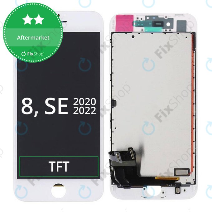 Дисплей за iPhone 8, SE (2020), SE (2022), White, Тъчскрийн с рамка