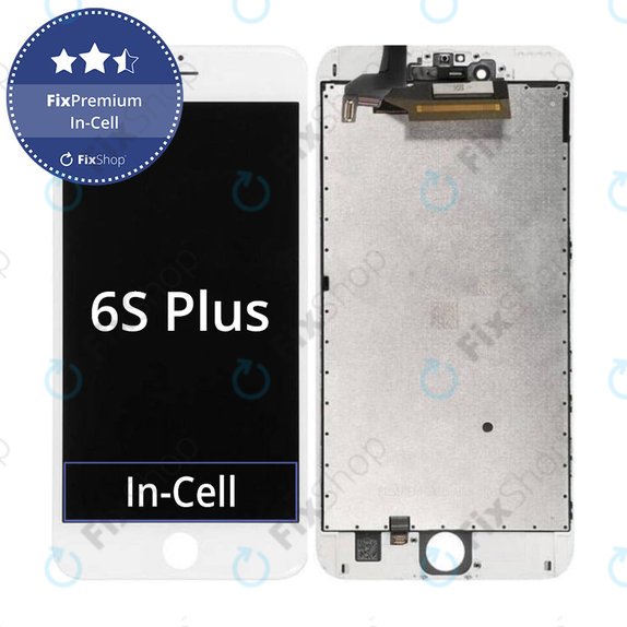 дисплей In-Cell за iPhone 6S Plus, Тъчскрийн и рамка, бял, White, FixPremium