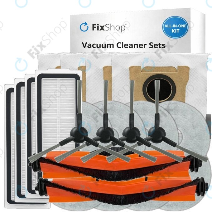 Комплект резервни части за Xiaomi Robot Vacuum X20 Max, X20 Pro (2x Основна четка, 4x Филтър, 4x Странична четка, 8x Моп кърпа, 4x Торба за прах)