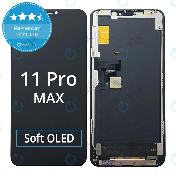 Дисплей Soft OLED за iPhone 11 Pro Max, Тъчскрийн с рамка, FixPremium