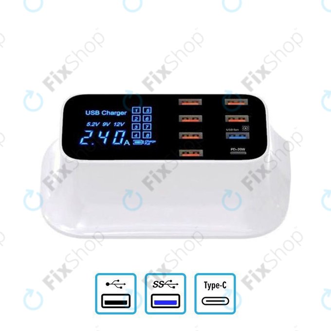 USB зарядна станция с USB 3.0 и USB-C, Asometech Model E