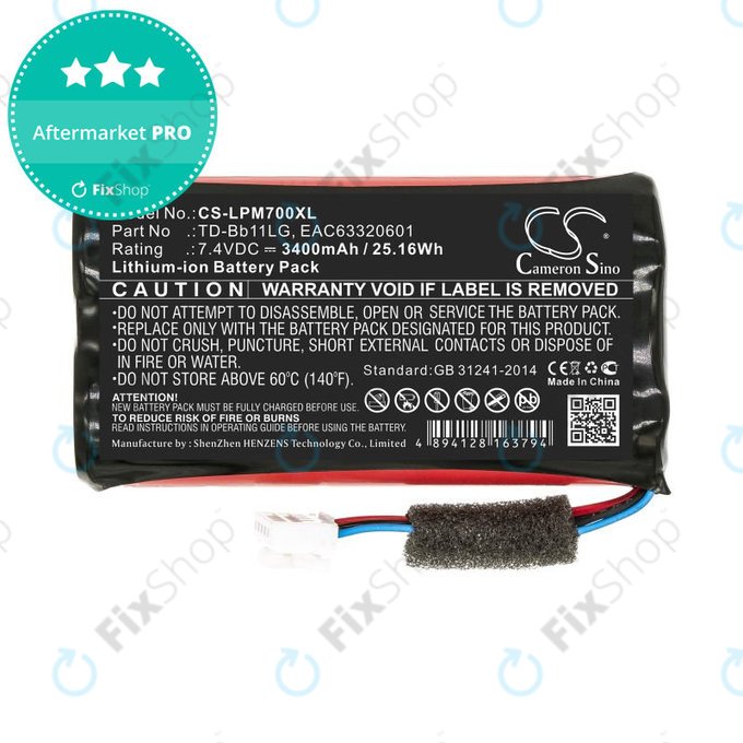 Батерия за LG Music Flow P7, Xboom Go PK7, 3400mAh, Li-Ion, 7.4V, TD-Bb11LG, HQ