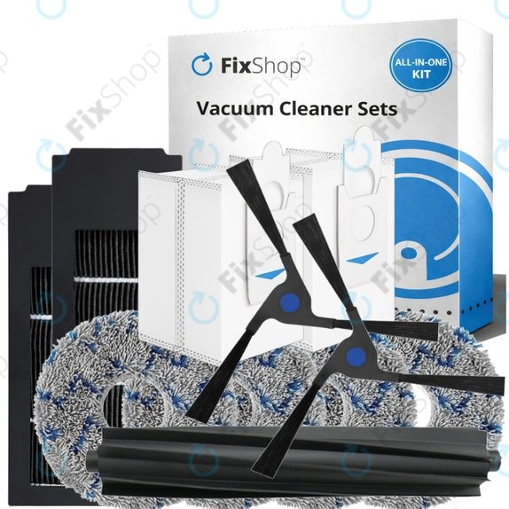 Комплект резервни части за Ecovacs Deebot X2 Omni (1x Основна четка, 2x Филтър, 2x Странична четка, 4x Моп кърпа, 2x Торба за прах)
