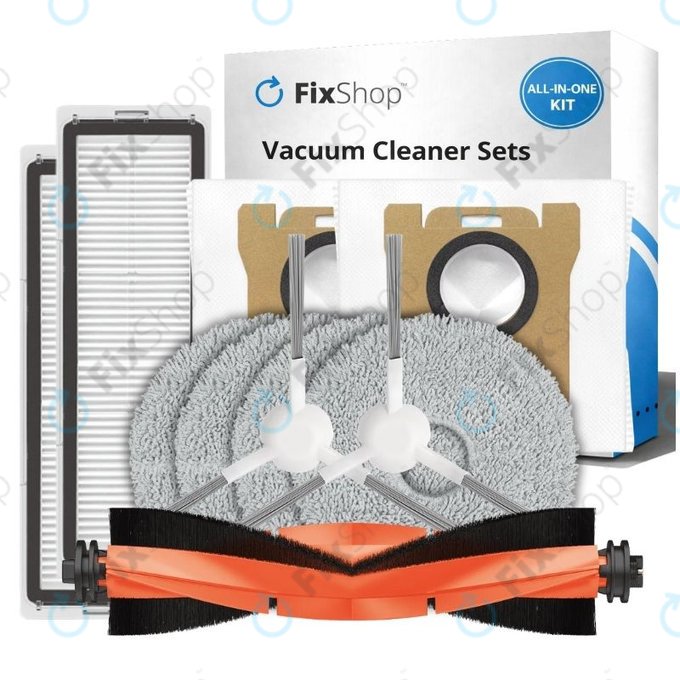 Комплект резервни части за Xiaomi Robot Vacuum X10 (1x Основна четка, 2x Филтри, 2x Странични четки, 2x Моп кърпи, 2x Торбички за прах)