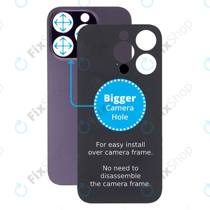 задния капак с голям отвор за камера за iPhone 14 Pro, Deep Purple
