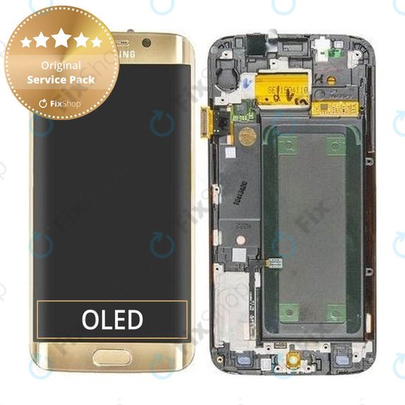 дисплей за Samsung S6 Edge G925F, Тъчскрийн и рамка, Gold Platinum, GH97-17162C, GH97-17317C, GH97-17334C, Genuine Service Pack