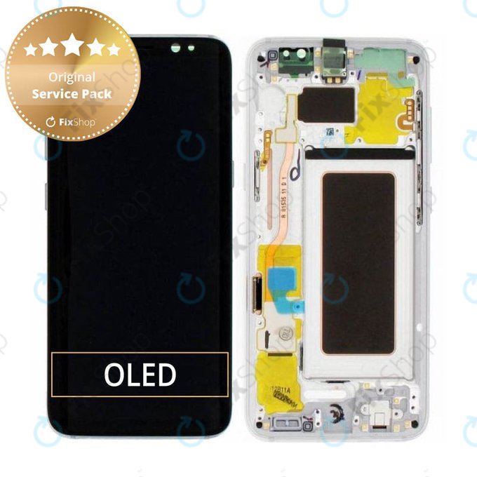 дисплей за Samsung S8 G950F, Тъчскрийн и рамка, Arctic Silver, GH97-20457B, GH97-20473B, GH97-20458B, GH97-20629B, Genuine Service Pack