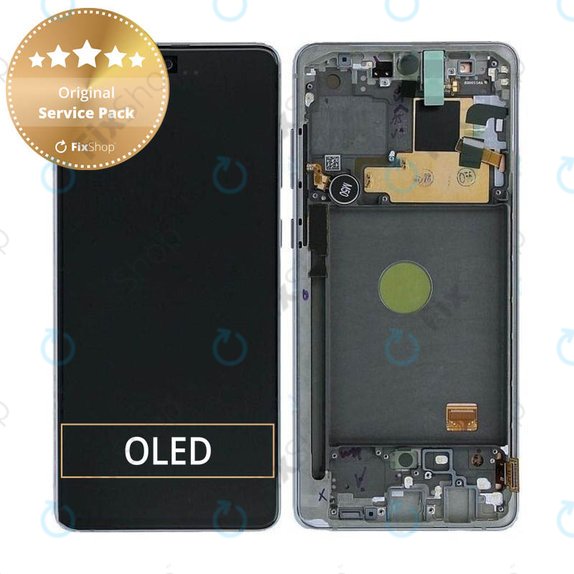 дисплей за Samsung Note 10 Lite N770F, Тъчскрийн и рамка, GH82-22055B, GH82-22193B, GH82-22194B, GH82-22192B, Aura Glow, Genuine Service Pack
