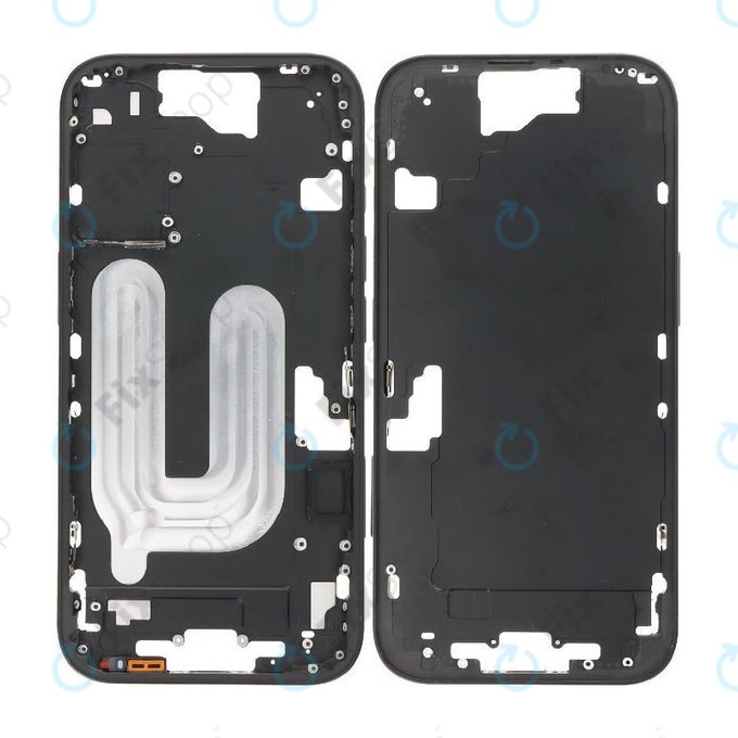 Средна рамка с бутон за включване и бутони за сила на звука за iPhone 16, Black