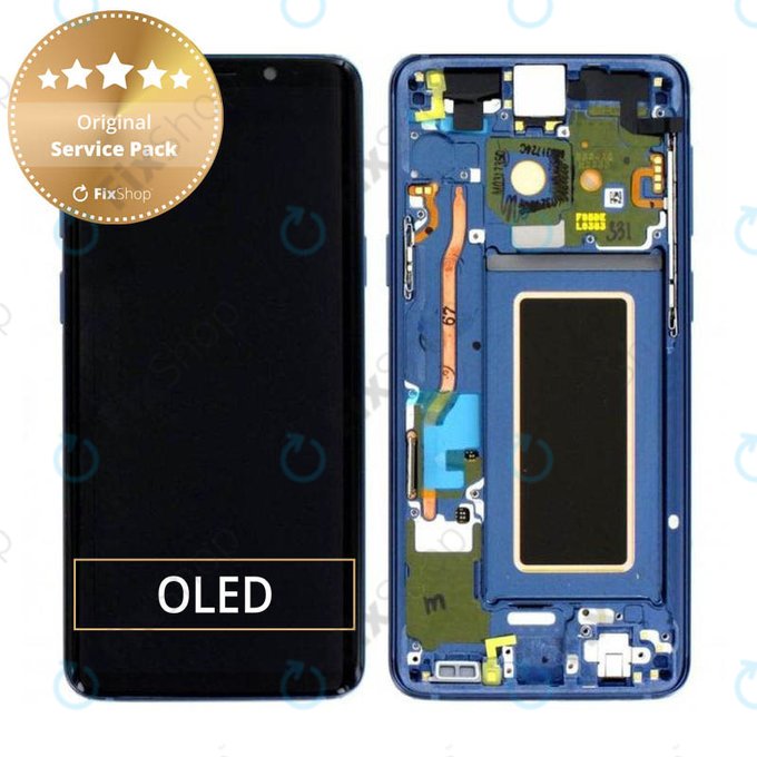 дисплей за Samsung S9 G960F, Тъчскрийн и рамка, Coral Blue, GH97-21696D, GH97-21697D, Genuine Service Pack