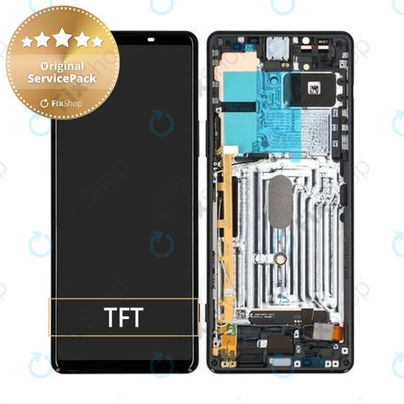 дисплей за Sony Xperia 1 II, Тъчскрийн и рамка, A5019821A, черен, Black, Genuine Service Pack