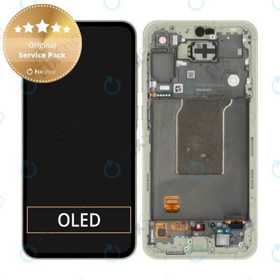 дисплей за Samsung A55 A556B, Тъчскрийн и рамка, GH82-34305D, Awesome Lemon, Genuine Service Pack
