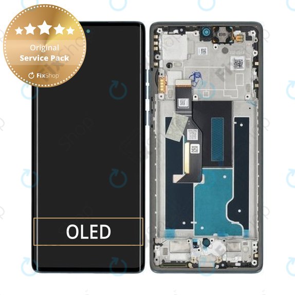 Дисплей за Motorola Edge 50 Fusion, Forest Blue, Тъчскрийн с рамка, 5D68C24633 Genuine Service Pack