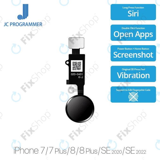 Начален бутон за iPhone 7, 7 Plus, 8, 8 Plus, SE (2020), SE (2022) JCID 7 Gen, Space Gray, Black