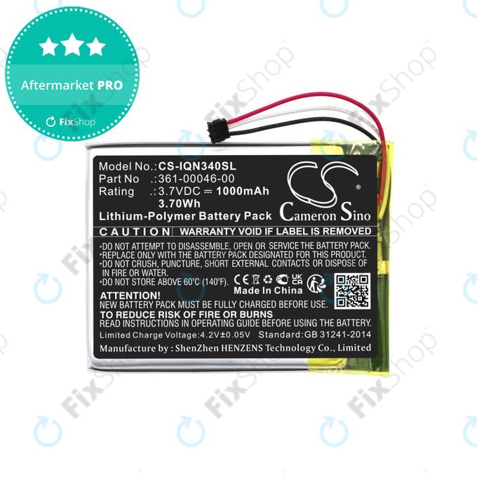 Батерия за Garmin Dash Cam 20, Nuvi 3400, 1000mAh, Li-Pol, 3.7V, 361-00046-00, HQ