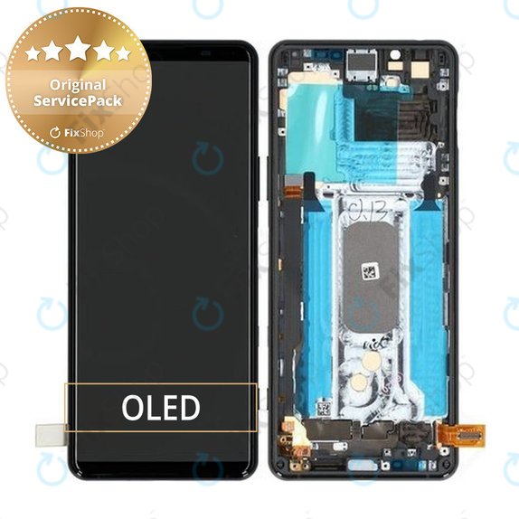 дисплей за Sony Xperia 5 II, Тъчскрийн и рамка, A5024932A, черен, Black, Genuine Service Pack
