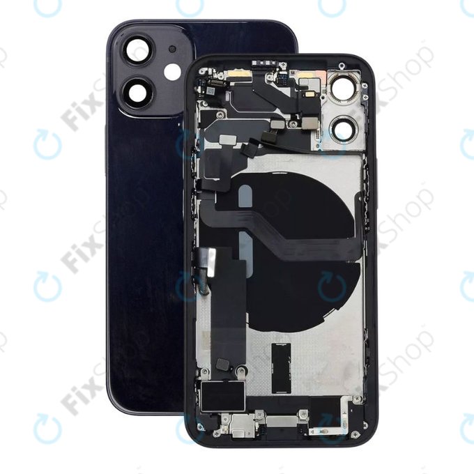 Заден калъф със малки части за iPhone 12 Mini, черен, Black