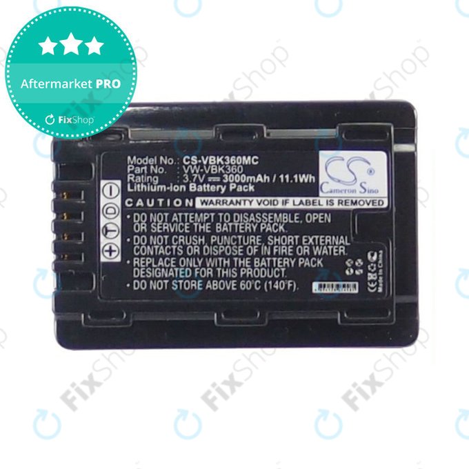Батерия за Panasonic HC, HDC, SDR, 3000mAh, Li-Ion, 3.7V, VW-VBK360, HQ