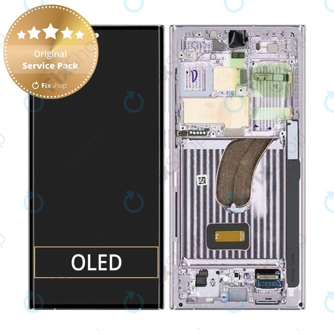 дисплей за Samsung S23 Ultra S918B, Тъчскрийн и рамка, GH82-30466D, GH82-30465D, Lavender, Genuine Service Pack