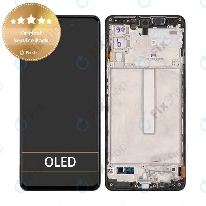дисплей за Samsung M52 5G M526B, Тъчскрийн и рамка, GH82-27091A, GH82-27094A, черен, Black, Genuine Service Pack