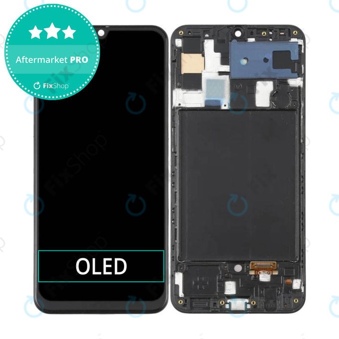 дисплей OLED за Samsung A50 A505F, Тъчскрийн и рамка, черен, Black