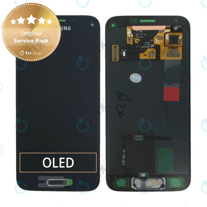 дисплей OLED за Samsung S5 Mini G800F, Тъчскрийн без рамка, GH97-16147A, Charcoal Black, Genuine Service Pack